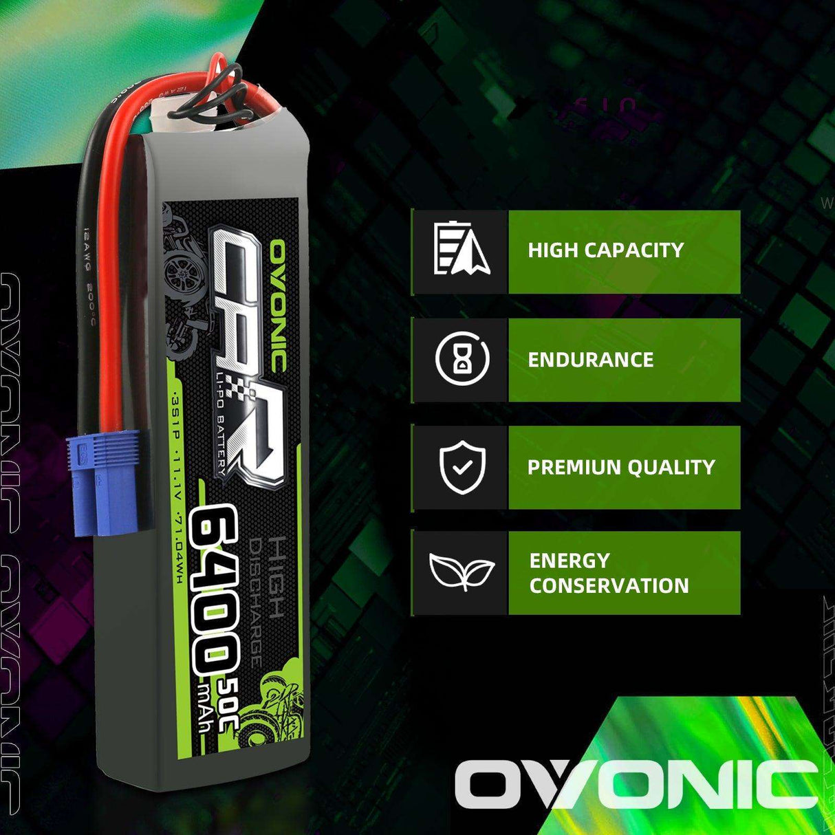 Ovonic 3S 6400mAh 60C 11,1 V LiPo-Akku EC5-Stecker (2 St.)