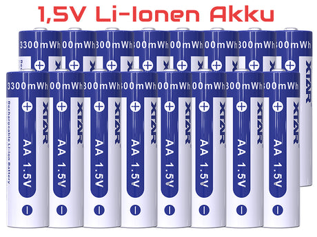 Xtar L8 – Ladegerät + 16x AA (Mignon) LR6 1,5V Li-Ion Akkus