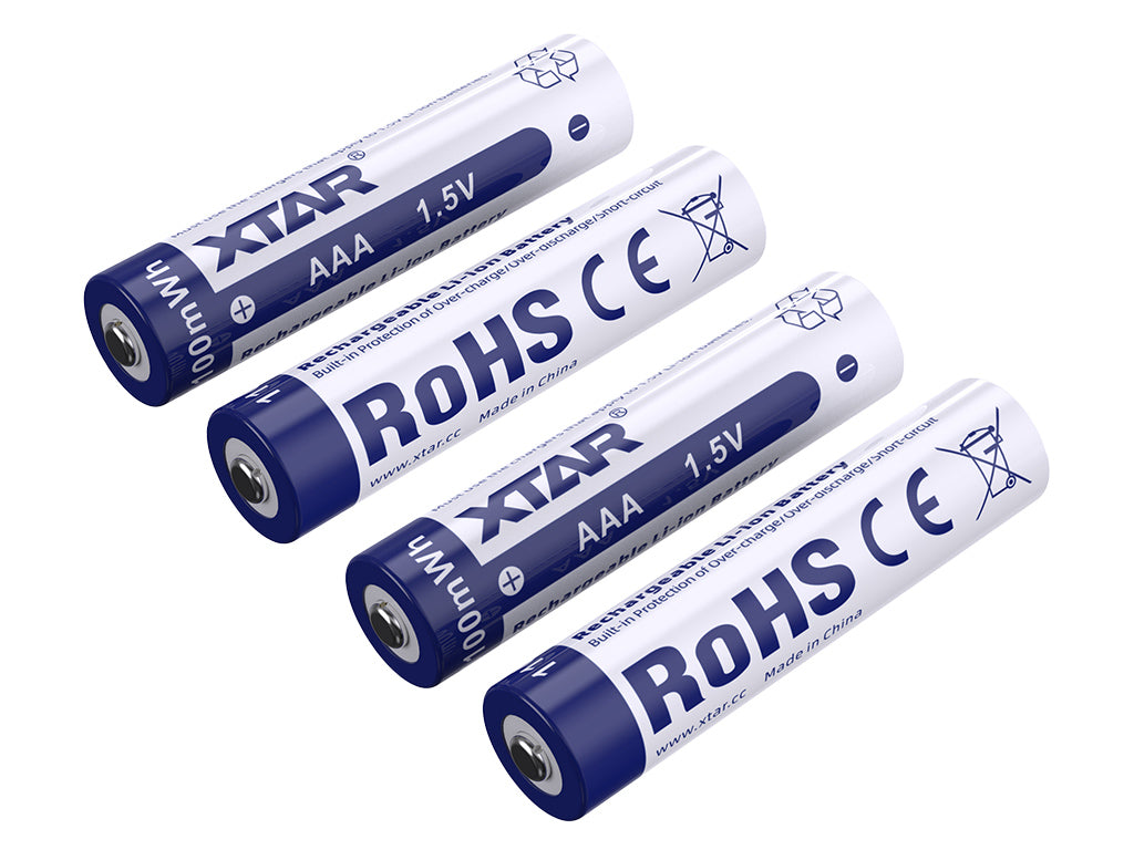 XTAR AAA 1,5V 1100mWh (ca. 700mAh) LI-Ion Akku mit Aufbewahrungsbox (4 Stück)