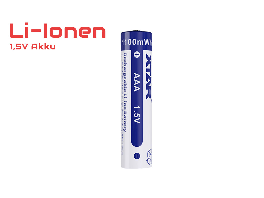 XTAR AAA 1,5V 1200mWh (ca. 700mAh) Lithium Ionen Akku