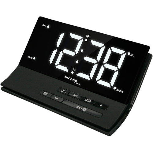 Technoline WT 482 - Funkwecker, Radio-Wecker mit Sleeptimer-Funktion, Display stufenlos dimmbar