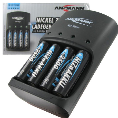 Ansmann Schnell-Ladegerät für NiZn 1,6 Volt Akku 900mWh und 2500mWh