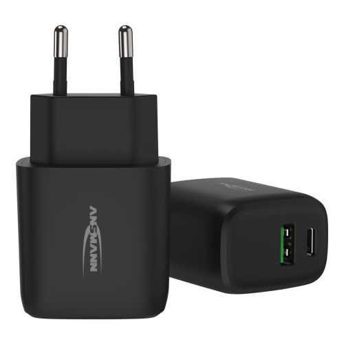 Ansmann USB-Ladegerät HC218PD, USB-A und USB-C Ladeport, 20W, schwarz