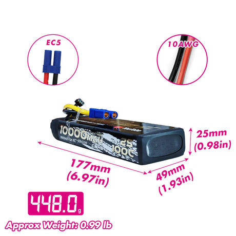 CNHL Racing Series 2S 10000mAh 7,4V 2S 100C Lipo Akku mit EC5-Stecker
