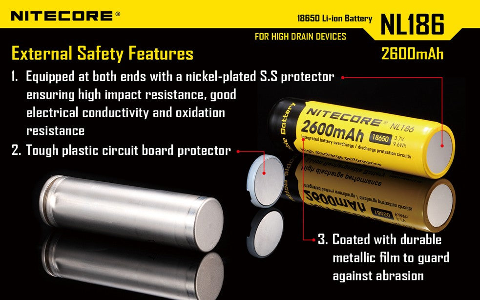 NiteCore Li-Ion-Akku 18650 - 2600mAh, 3,7V - NL1826