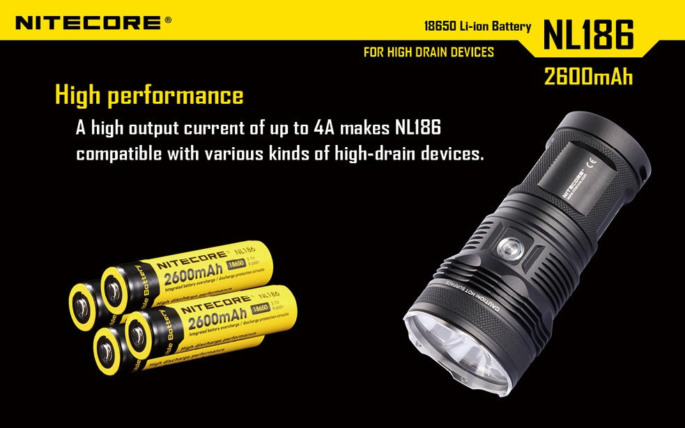 NiteCore Li-Ion-Akku 18650 - 2600mAh, 3,7V - NL1826