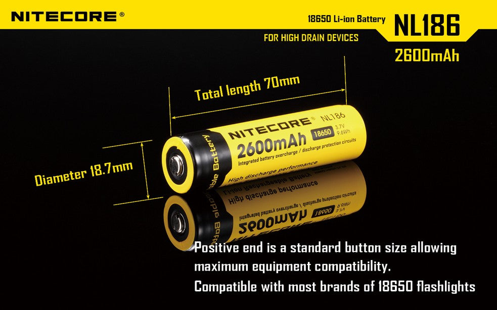 NiteCore Li-Ion-Akku 18650 - 2600mAh, 3,7V - NL1826