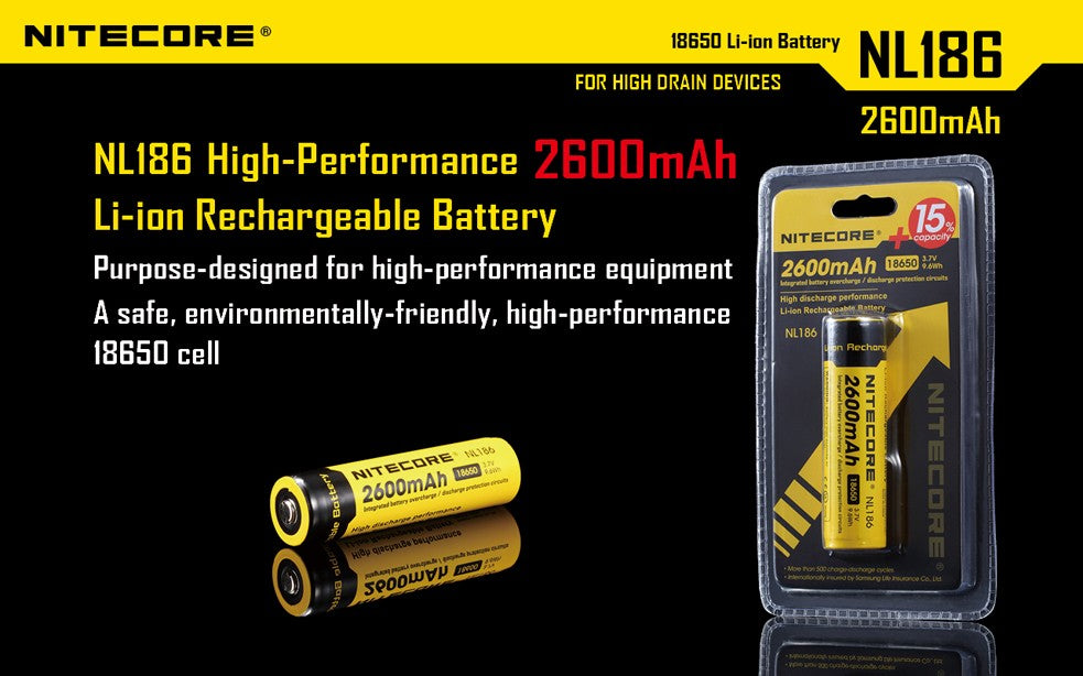 NiteCore Li-Ion-Akku 18650 - 2600mAh, 3,7V - NL1826