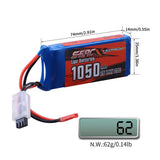 Sunpadow 2S Lipo Akku 7,4V 20C 1050mAh mit JST Stecker (2 St.)