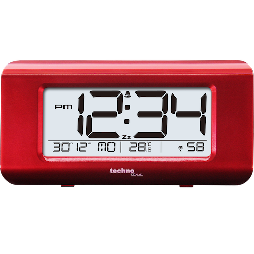 Technoline WT 197 - Funkwecker mit digitaler 12/24 h Zeitanzeige und beleuchtetem Display, Weckalarm mit Schlummerfunktion