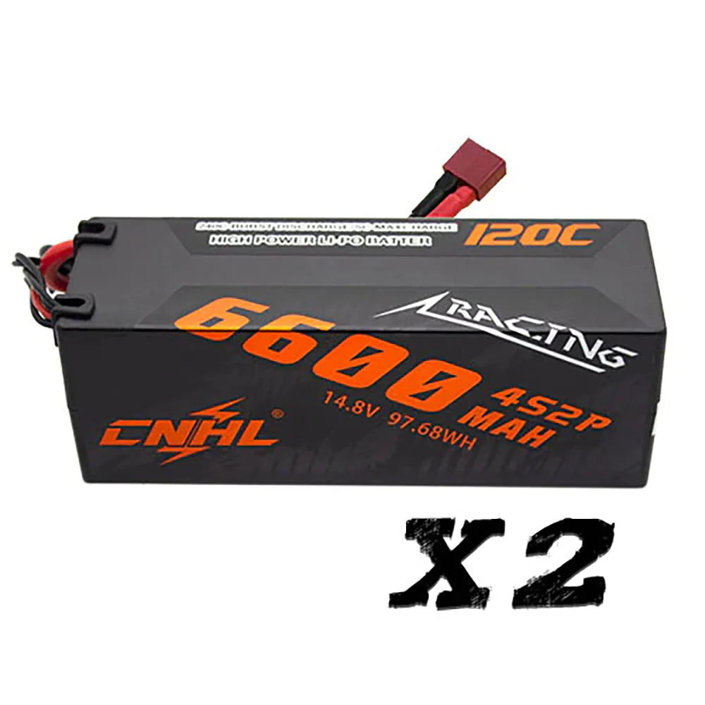 CNHL Racing Series 4S 6600mAh 14,8V 120C Hardcase Lipo-Akku mit T/Dean-Stecker (2 Stück)
