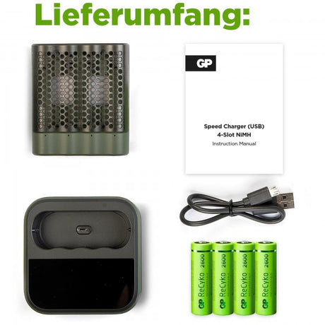 USB-Modell Ladegerät GP M451 Mainstream-Line 4 x ReCyko AA 2600 mAh USB Dockingstation