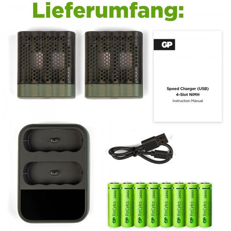 USB-Modell Ladegerät GP M451 Mainstream-Line 8 x ReCyko AA 2600 mAh USB Dockingstation