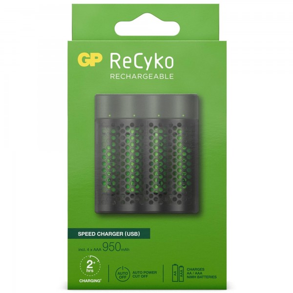 USB-Modell Ladegerät GP M451 Mainstream-Line 4 x ReCyko AAA 950 mAh