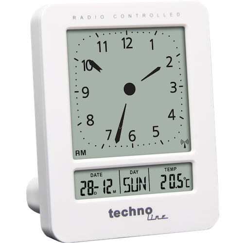 Technoline WT 745 - Funkwecker mit digitaler Anzeige, 2 Weckalarme mit Schlummerfunktion, Innentemperaturanzeige und Hintergrundbeleuchtung