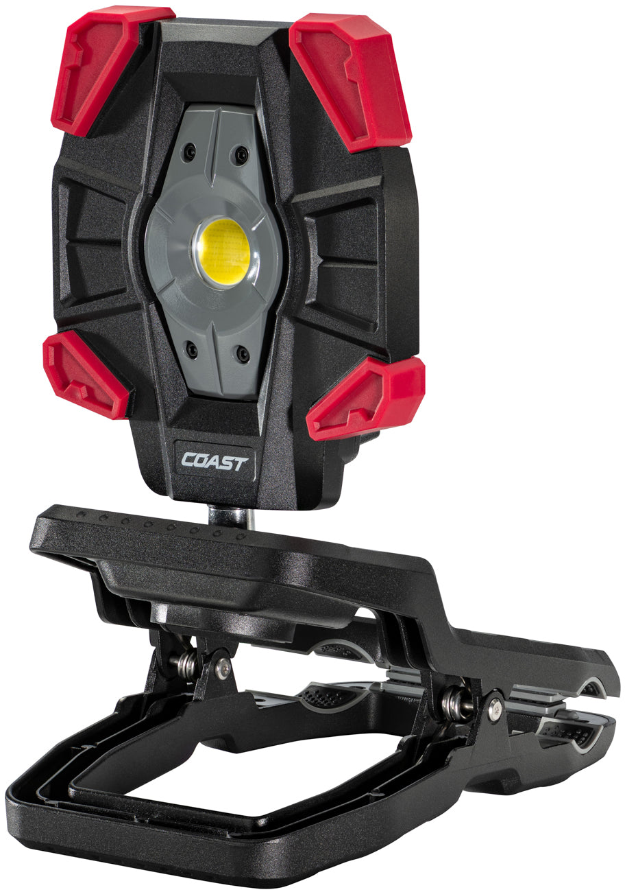 COAST LED Arbeitsleuchte CL40R, mit USB-C Ladeanschluss sowie praktischem Klemmsockel für die Befestigung an Leitern, Rohren, usw..