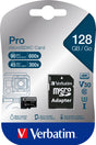 Verbatim microSDXC-Card 128GB, PRO, U3, UHS-3, 4K UHD (R) 90MB/s, (W) 