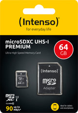 Intenso SDHC-Card 32GB, Premium, Class 10, U1, UHS-I (R) 90MB/s, (W) 10MB/s, Retail-Blister