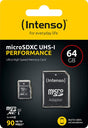 Intenso microSDXC Card 64GB, Performance, Class 10, U1 (R) 90MB/s, (W)
