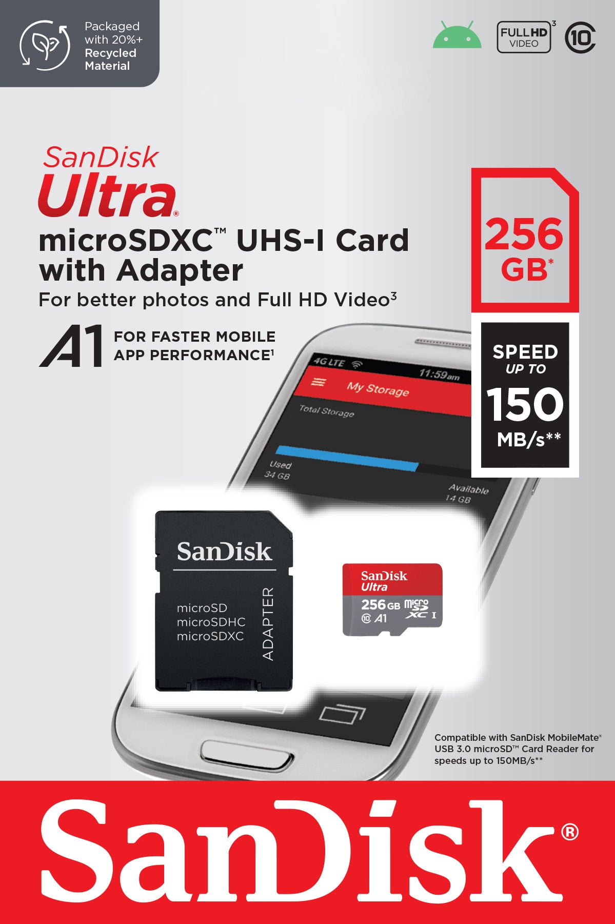 Sandisk microSDXC Card 256GB 150MB/s