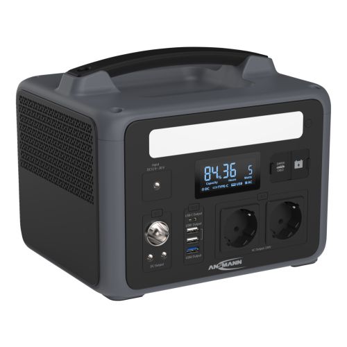 Ansmann Powerstation PS600AC 600W, 640Wh Powerstation, LiFePO4 Akku, integrierte LED-Lampe
