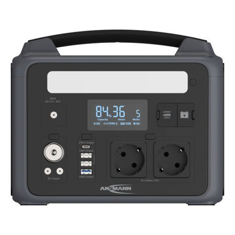 Ansmann Powerstation PS600AC 600W, 640Wh Powerstation, LiFePO4 Akku, integrierte LED-Lampe