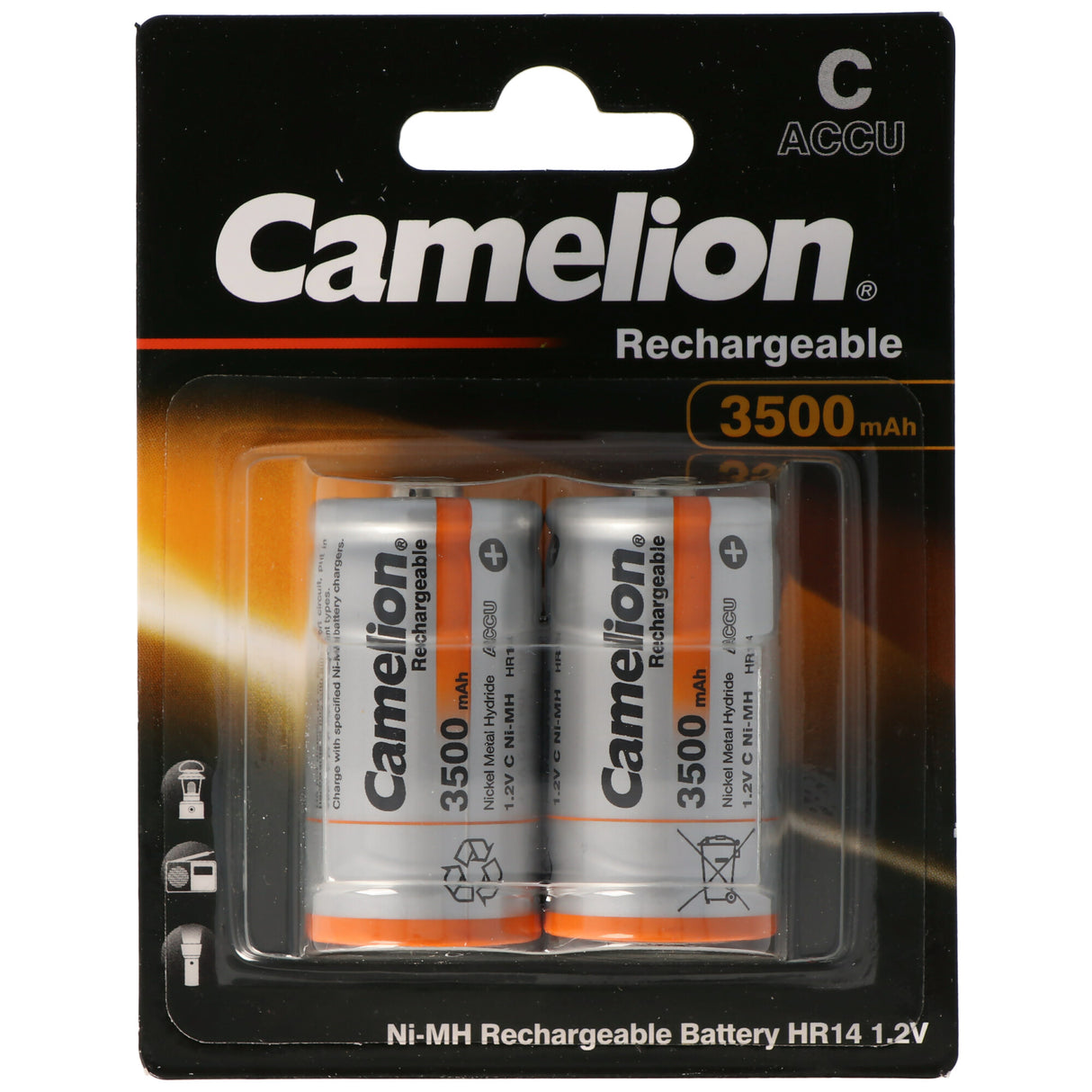 Camelion NiMH Akku Baby LR14 C HR14 mit bis zu 3500mAh 1,2 Volt im 2er Blisterverpackung