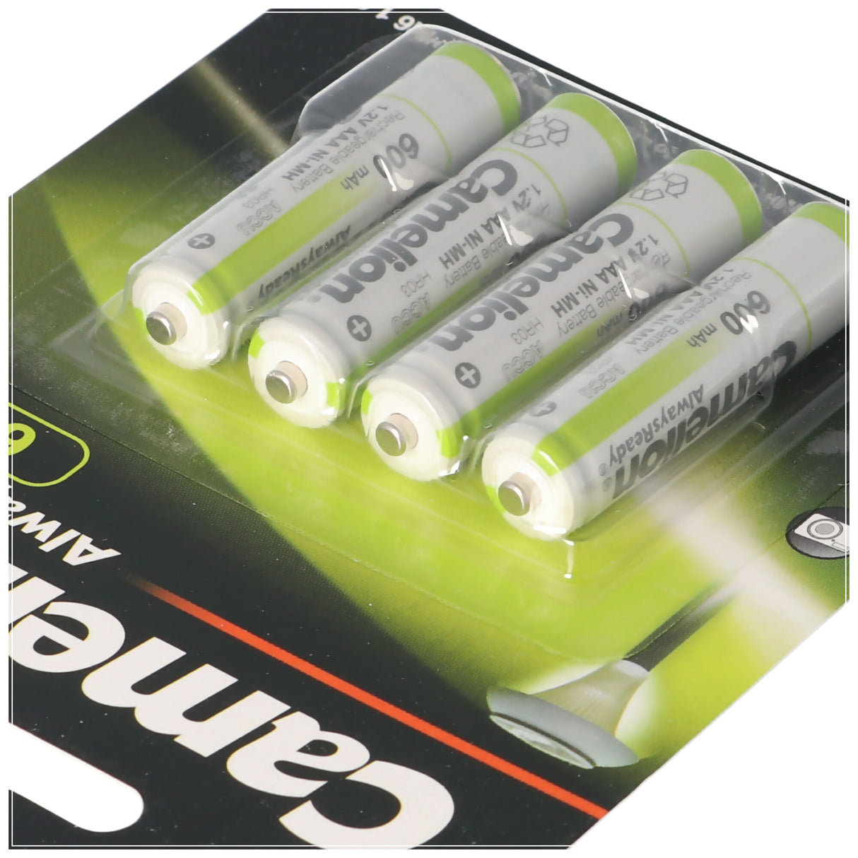 Camelion AAA, Micro LR3, HR03, NiMH Akku mit 600mAh in 4er Blisterverpackung, Always Ready mit geringer Selbstentladung, Ready to Use Akku