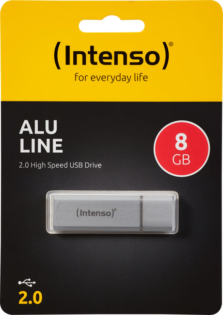 Intenso USB 2.0 Stick 64GB, Alu Line, silber (R) 28MB/s, (W) 6.5MB/s, Retail-Blister