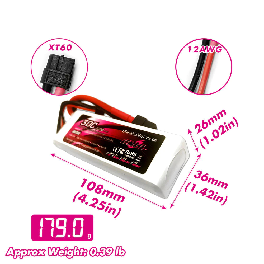 CNHL 3S 2200mAh 11,1V 30C XT60 Lipo Akku