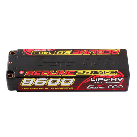 Gens ace Redline 2.0 Serie 9600 mAh 7,6 V 140 C 2S1P HardCase HV Lipo-Akku mit Hardcase 58#