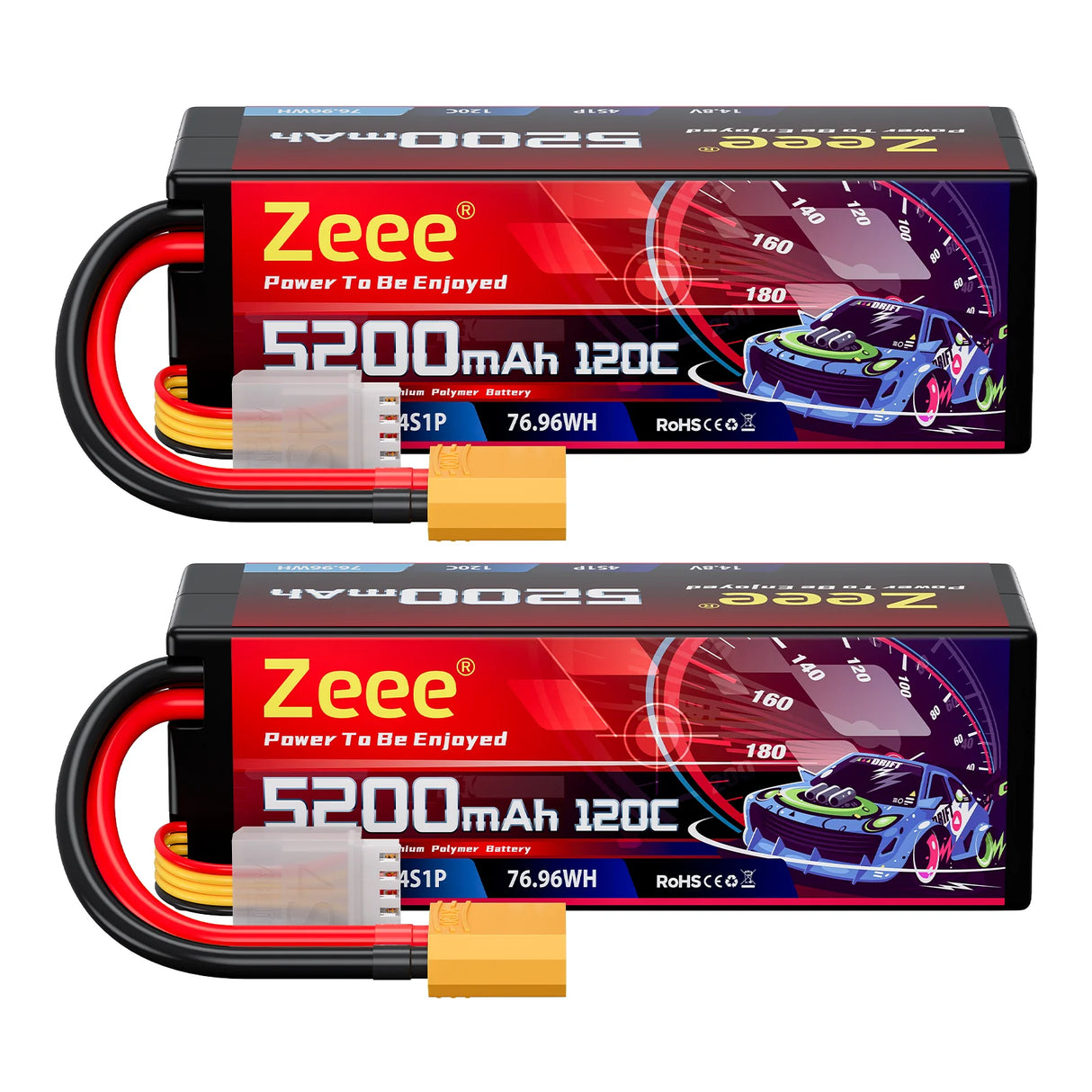 Zeee 4S Lipo-Akku 5200mAh 14,8V 120C Hardcase RC-Akku mit XT90-Stecker (2St.)
