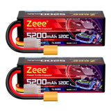 Zeee 4S Lipo-Akku 5200mAh 14,8V 120C Hardcase RC-Akku mit XT90-Stecker (2St.)