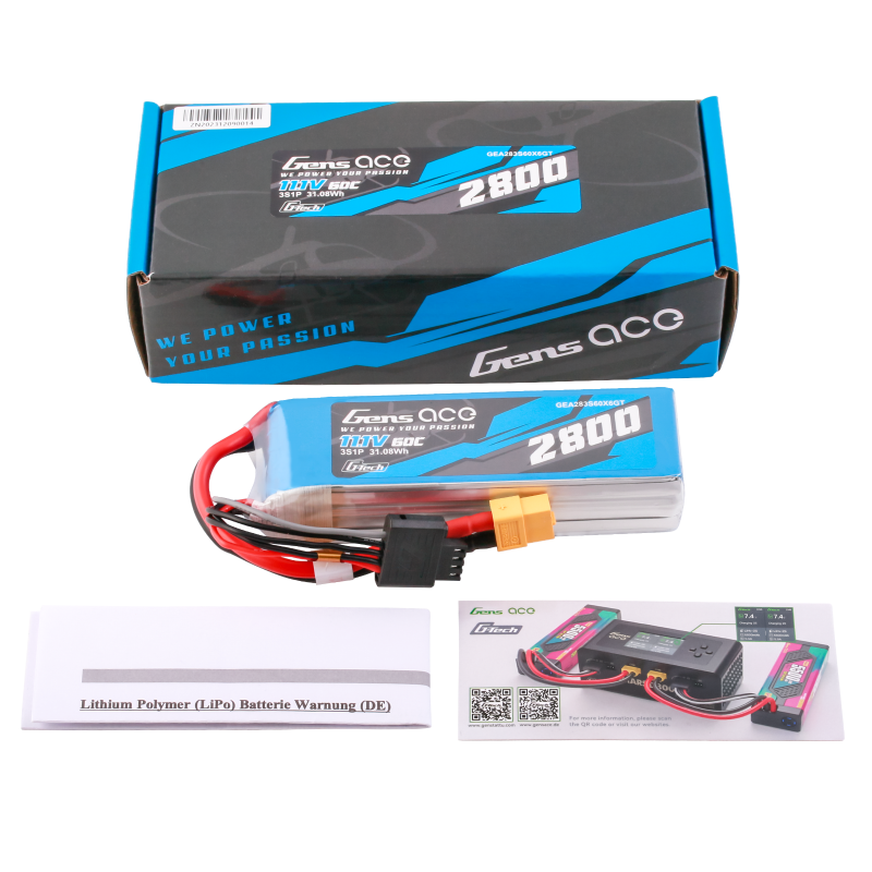 Gens ace G-Tech Soaring 2800 mAh 11,1 V 60 C 3S1P LiPo-Akku mit XT60-Stecker