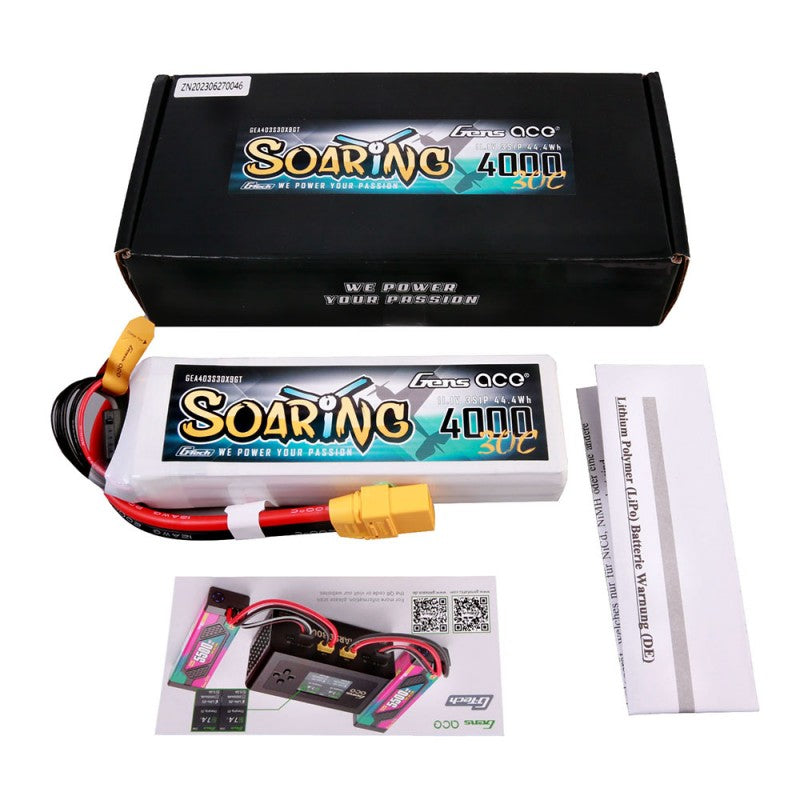 Gens Ace G-Tech Soaring 3S 4000mAh 11,1V 30C 3S1P Lipo XT90