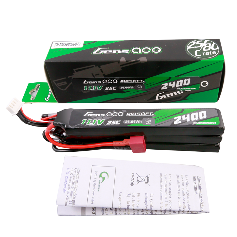 Gens Ace 3S 2400mAh 25C 3S2P 11,1V Airsoft Deans