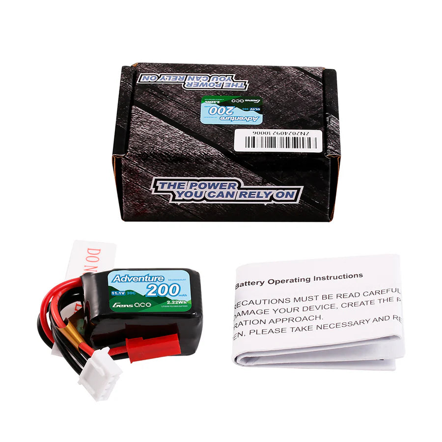 Gens Ace 3S 200mAh 11,1V 30C 3S1P Lipo-Akkupack mit JST-SYP-Stecker