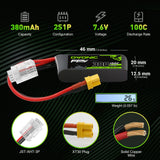 OVONIC FPV 2S 380mAh Lipo Akku 2S1P 100C 7,4V  LiPo Akku mit XT30 Stecker (4 Stück)