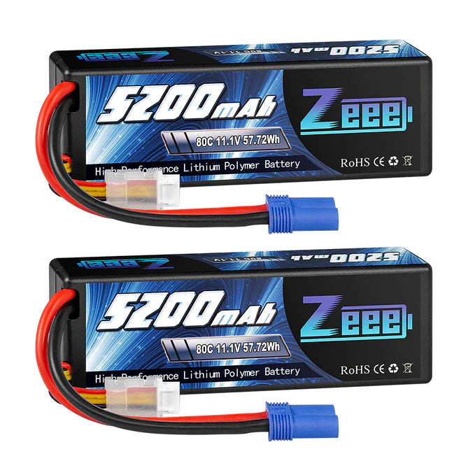 Zeee 3S 5200mAh 11,1V 80C EC5 Hardcase Lipo-Akku (2 Stück )