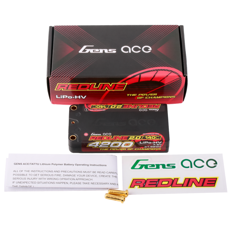 Gens Ace Redline 2.0 Serie 2S 4200mAh 7,6V 140C 2S1P Hardcase HV Lipo Akku