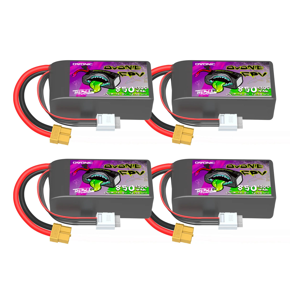 Ovonic Rebel 2.0 130C 4S 850mah Lipo Akku 14,8V Pack mit XT60 Stecker (4 St.)