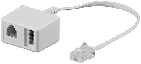 Goobay TAE Telefon Adapter Stecker - RJ45-Stecker (8P8C) > TAE-N-Buchse + RJ11/RJ14-Buchse (6P4C)