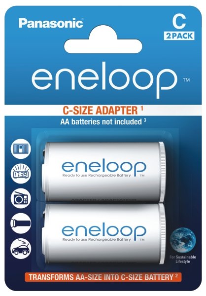 Eneloop Adapter von AA auf C Baby - 2 Stück