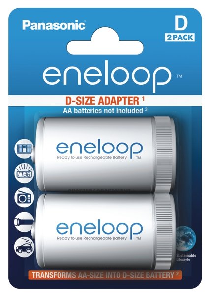 Eneloop Adapter von AA auf D Mono - 2 Stück
