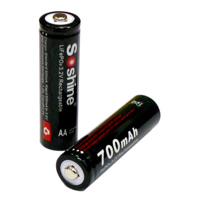 Soshine 14500/AA - 700mAh 3,2V LiFePo4-Akku ungeschützt Button Top