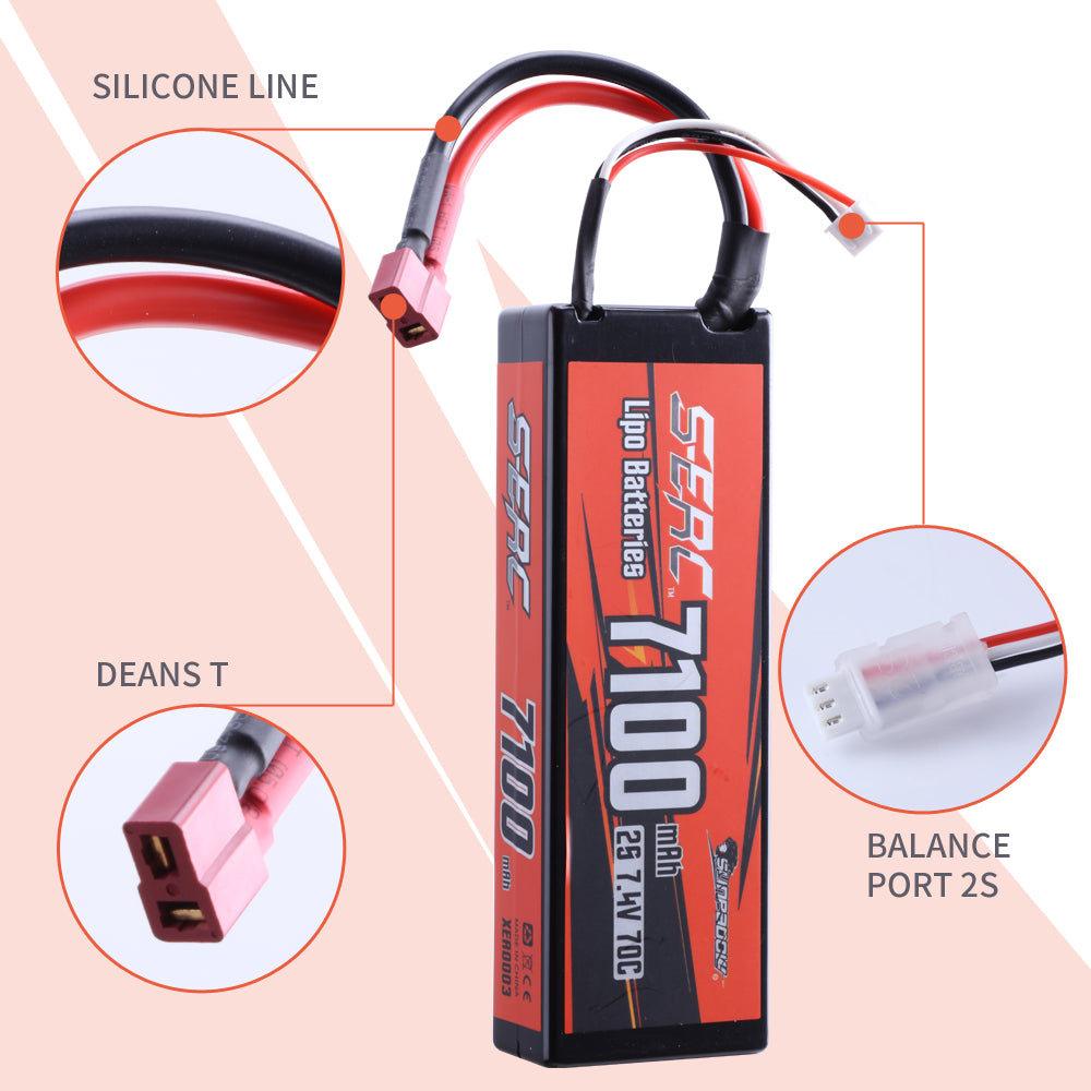 Sunpadow 2S Lipo Akku 7,4V 7100mAh 70C Hardcase mit Deans T-Stecker