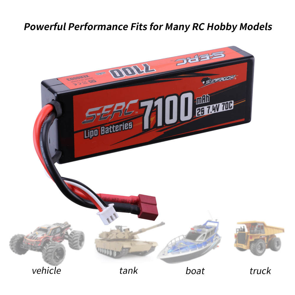 Sunpadow 2S Lipo Akku 7,4V 7100mAh 70C Hardcase mit Deans T-Stecker