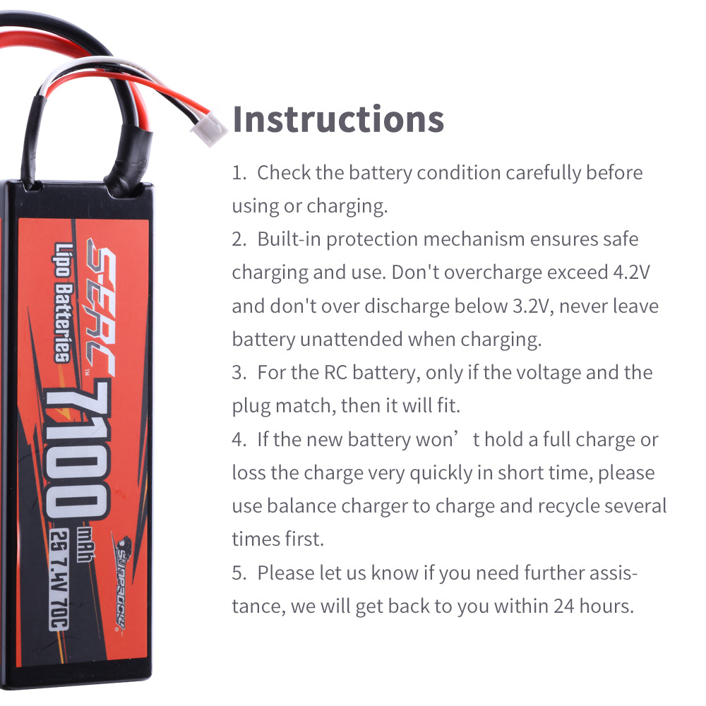 Sunpadow 2S Lipo Akku 7,4V 7100mAh 70C Hardcase mit Deans T-Stecker