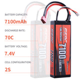 Sunpadow 2S Lipo Akku 7,4V 7100mAh 70C Hardcase mit Deans T-Stecker