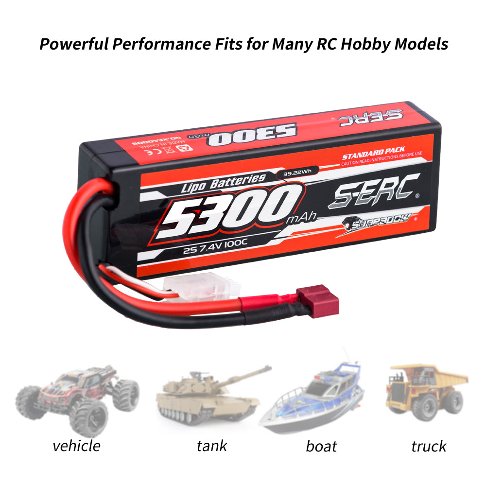 Sunpadow 2S 7,4V 5300mAh 100C Lipo-Akku T-Stecker (2 St.)